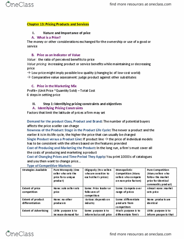 MGCR 352 Lecture Notes - Lecture 13: Price Fixing, Price Discrimination, Predatory Pricing thumbnail