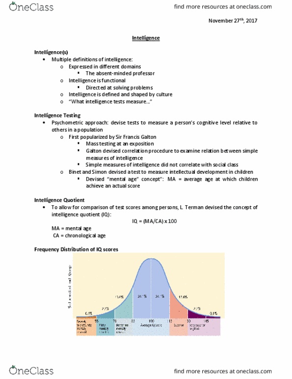 PSY100Y5 Lecture Notes - Lecture 9: Cultural Bias, Heritability, Intellectual Disability thumbnail