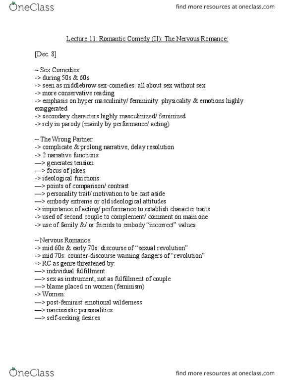 FILM 1000 Lecture Notes - Lecture 2: Nonlinear Narrative, Melodrama, Annie Hall thumbnail