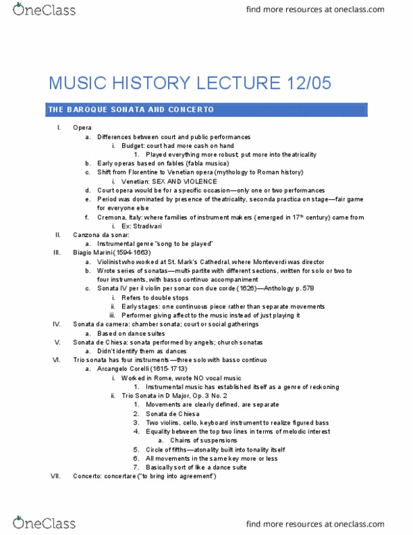 MUSIC 308A Lecture Notes - Lecture 20: Ritornello, Antonio Vivaldi, Ripieno thumbnail