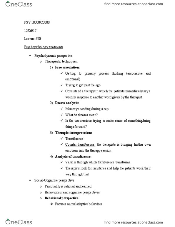 PSY10000 Lecture Notes - Lecture 40: Bipolar Disorder, Lobotomy, Principles Of Grouping thumbnail