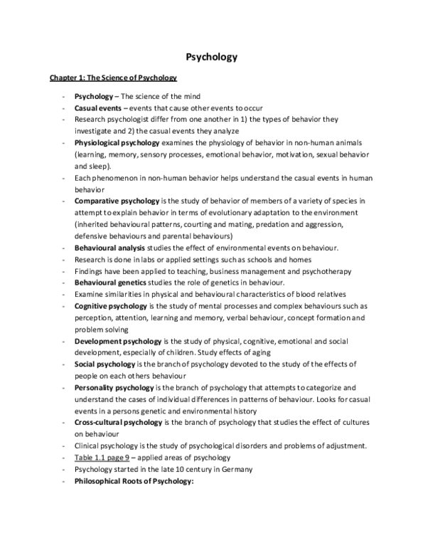PSYA01H3 Chapter 1: Detailed textbook notes - chapters 1,3,4 thumbnail