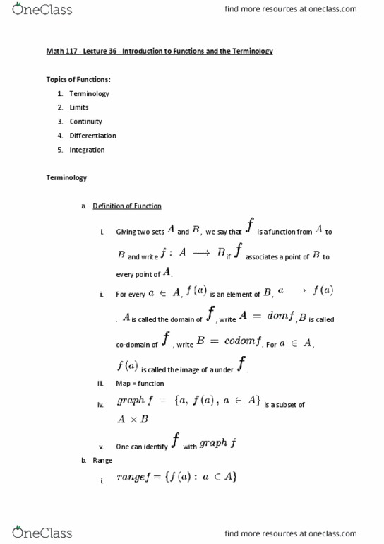 MATH117 Lecture Notes - Lecture 36: Contraposition, Injective Function, Surjective Function thumbnail