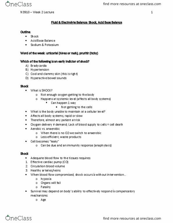 Nursing 3910A/B Lecture Notes - Lecture 2: Metabolic Alkalosis, Radial Artery, Blood Glucose Monitoring thumbnail