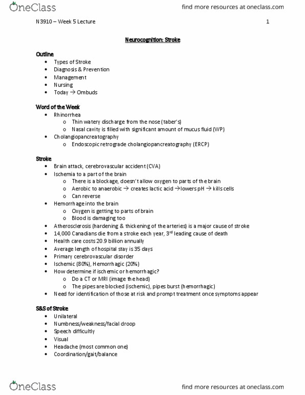 Nursing 3910A/B Lecture Notes - Lecture 5: Self-Care, Intubation, Vital Signs thumbnail