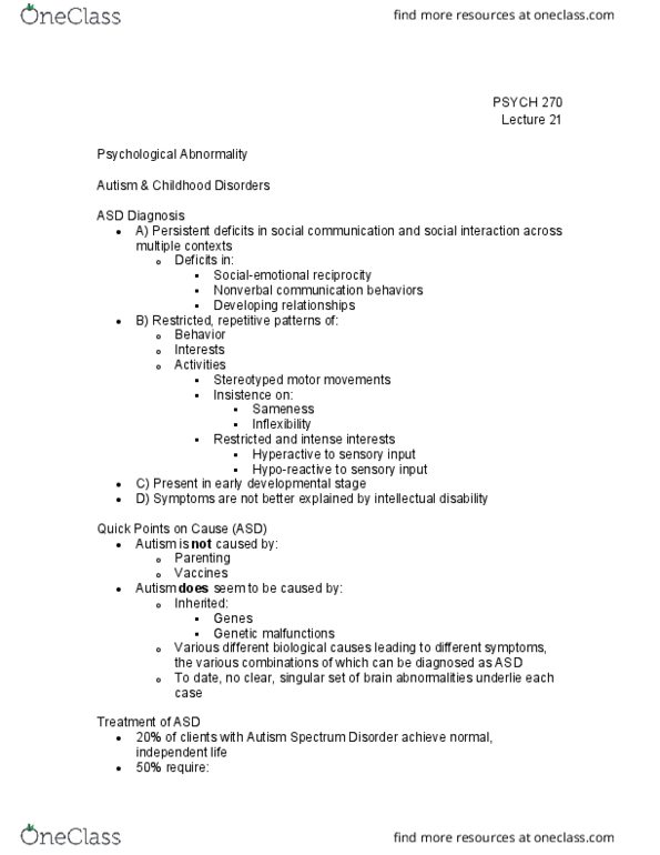 HD FS 411 Lecture Notes - Lecture 21: Applied Behavior Analysis, Autism Spectrum, Behavior Management thumbnail