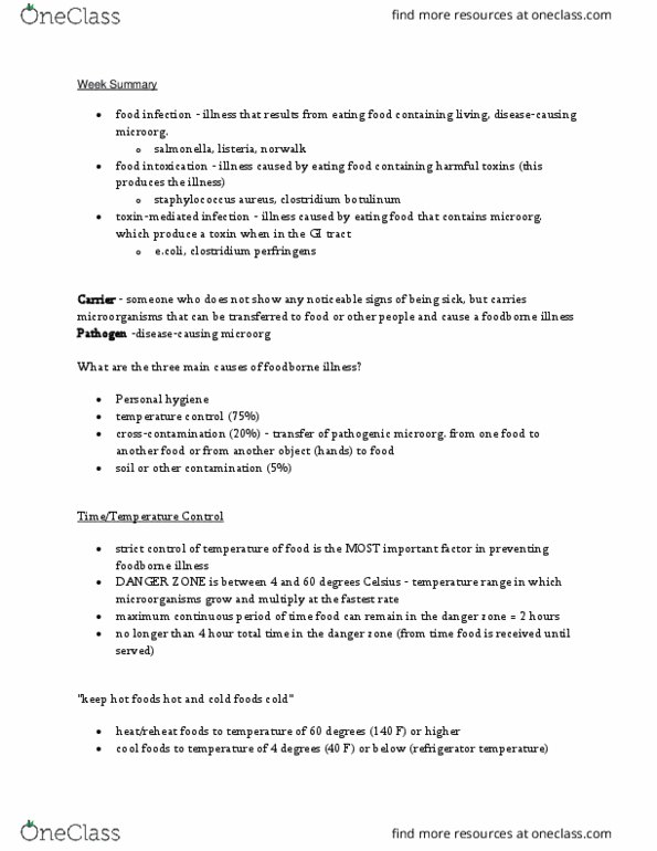 HTM 2700 Lecture Notes - Lecture 2: Starch, Food Microbiology, Soy Protein thumbnail