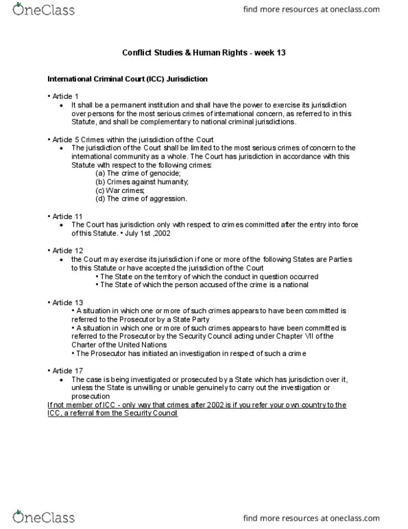 ECH 1100 Lecture Notes - Lecture 13: Rome Statute Of The International Criminal Court thumbnail