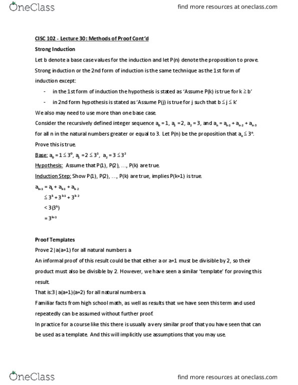 CISC 102 Lecture Notes - Lecture 30: Mathematical Induction, Complex Instruction Set Computing thumbnail