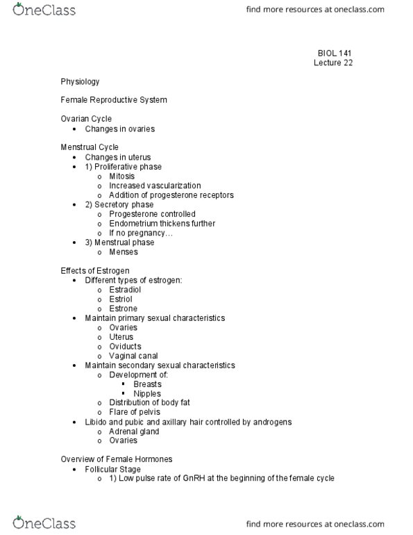 HD FS 414 Lecture Notes - Lecture 22: Ovulation, Sex Organ, Secondary Sex Characteristic thumbnail