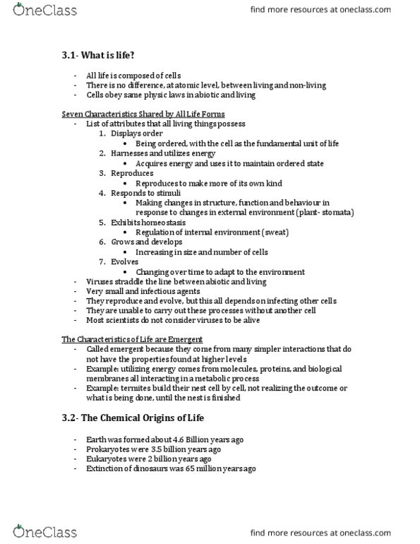 Biology 1001A Lecture Notes - Lecture 3: Lipid Bilayer, Reducing Atmosphere, Hydrogen Sulfide thumbnail