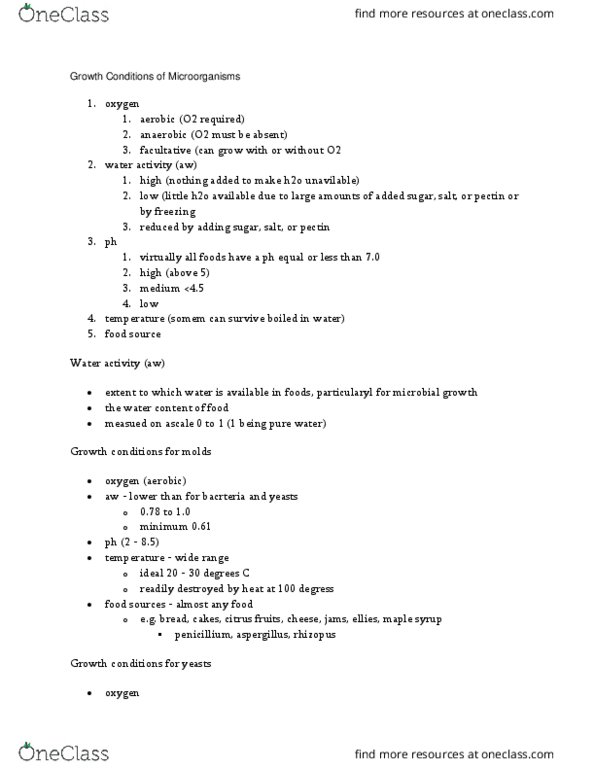 HTM 2700 Lecture Notes - Lecture 10: Clostridium Botulinum, Clostridium, Thermophile thumbnail