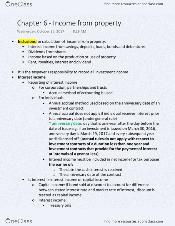 COMMERCE 4SB3 Chapter Notes - Chapter 6: Capital Gain, Professional Corporation, Tax Credit thumbnail