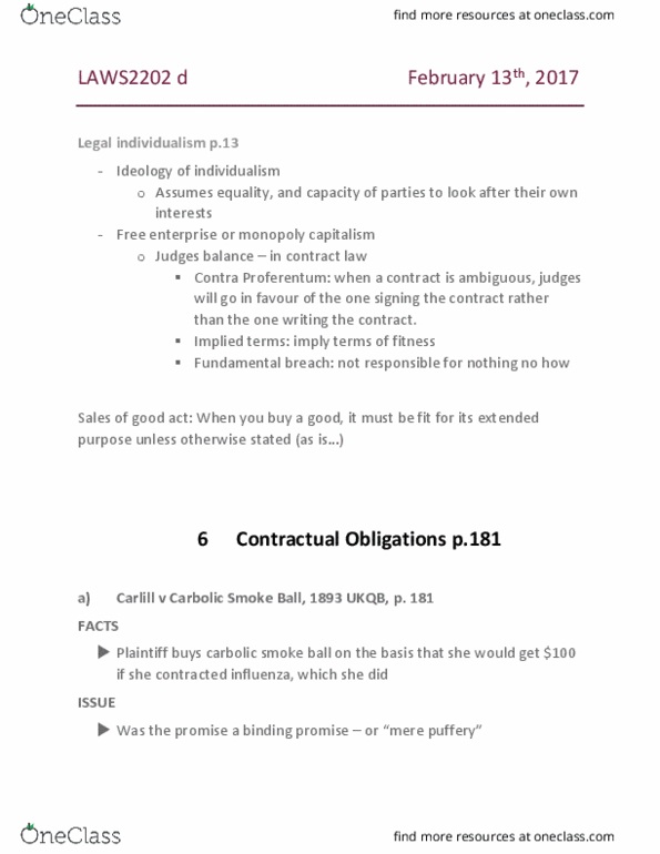 LAWS 2202 Lecture Notes - Lecture 5: Implied Warranty, Circular Reasoning, Car Rental thumbnail