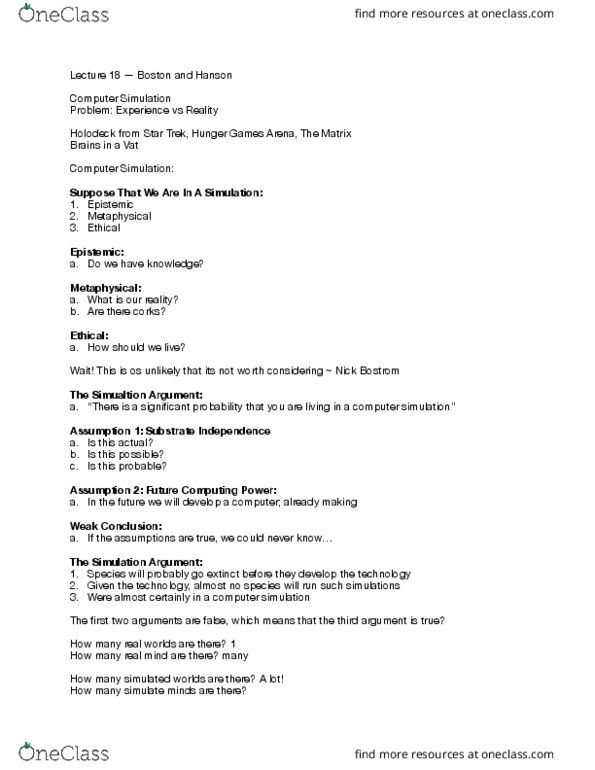 PHLA10H3 Lecture Notes - Lecture 18: Counterfactual History, Robin Hanson, Nick Bostrom thumbnail