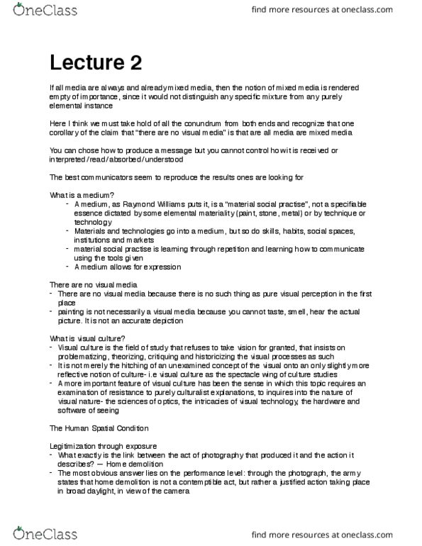 CS351 Lecture Notes - Lecture 2: Death Of Eric Garner, Visual Culture, Raymond Williams thumbnail