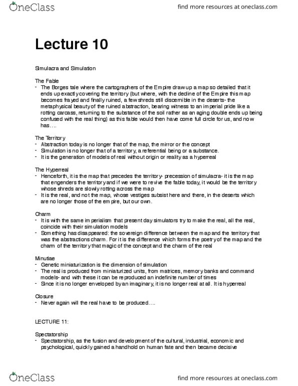 CS351 Lecture Notes - Lecture 10: Simulacrum, Minutiae, Social Relation thumbnail