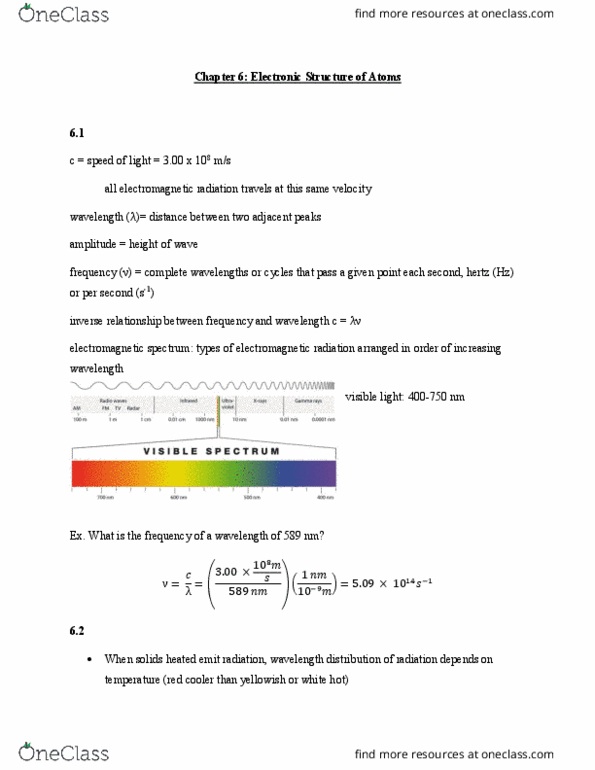 CHEM 115 Chapter Notes - Chapter 6: Louis De Broglie, Principal Quantum Number, Magnetic Quantum Number thumbnail
