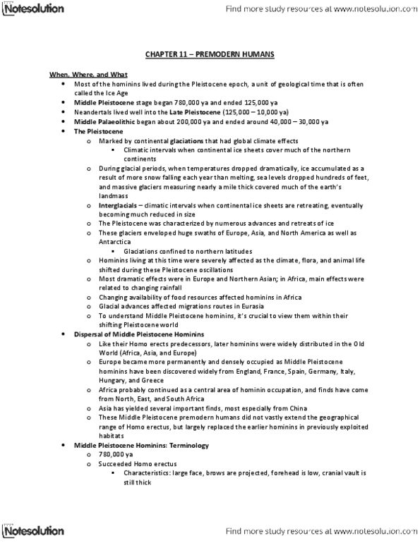 ANT101H5 Lecture Notes - Homo Erectus, Atapuerca Mountains, Homo Heidelbergensis thumbnail