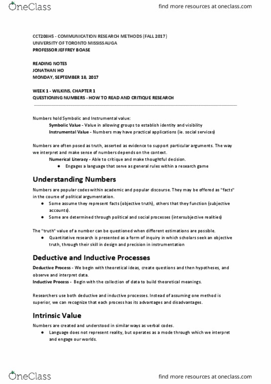 CCT208H5 Chapter Notes - Chapter 1: University Of Toronto Mississauga thumbnail