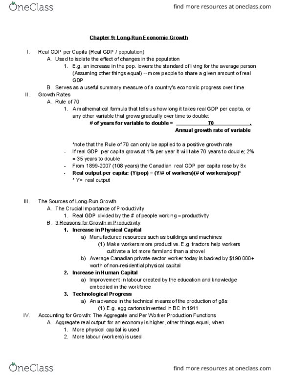 ECON 105 Chapter Notes - Chapter 9: Factors Of Production, Diminishing Returns, Investment Goods thumbnail