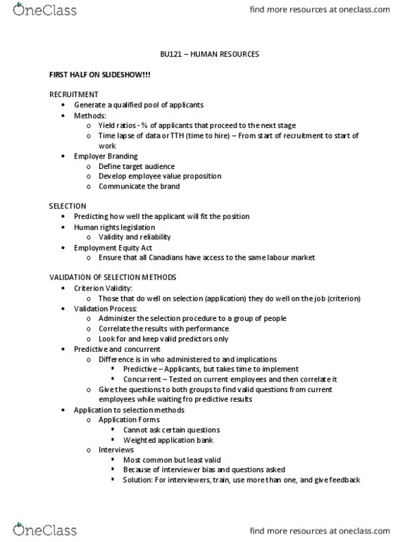 BU121 Lecture Notes - Lecture 10: Canada Labour Code, Bargaining Unit, Rand Formula thumbnail