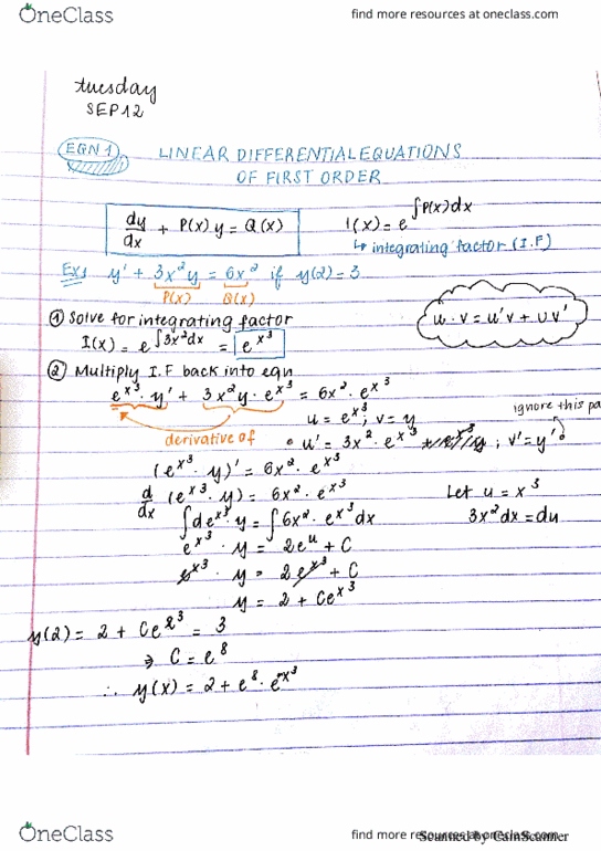 ENGTECH 2MA3 Lecture 2: Linear DE, Homogenous Differential Equation, Bernoulli's Equation thumbnail