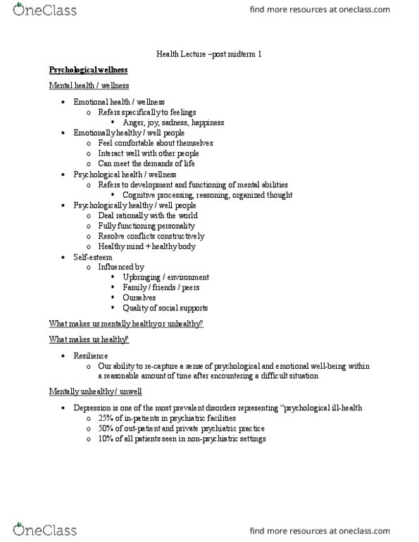 KP231 Lecture Notes - Lecture 2: Complications Of Pregnancy, Postpartum Psychosis, Postpartum Depression thumbnail