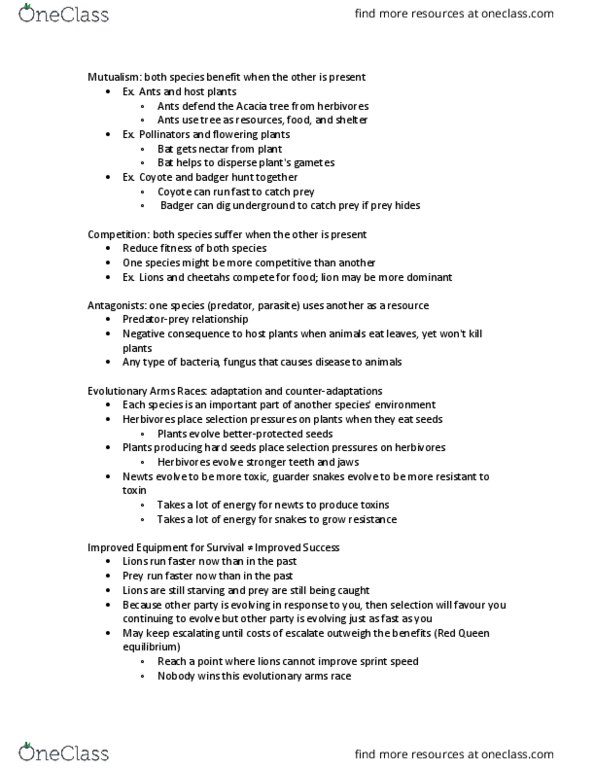 Biology 1001A Lecture Notes - Lecture 22: Mutation Rate, Evolutionary Arms Race thumbnail