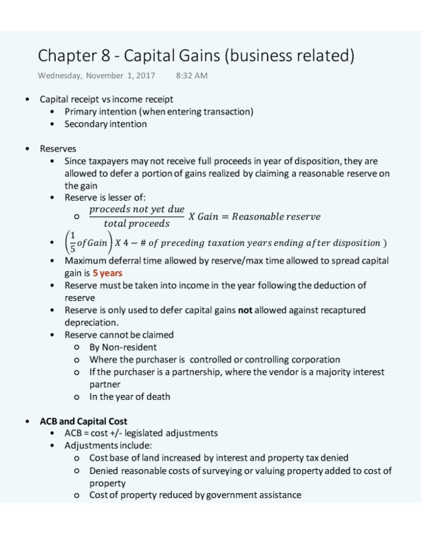 COMMERCE 4SB3 Chapter 8: Chapter 8 - Capital Gains (business related) thumbnail