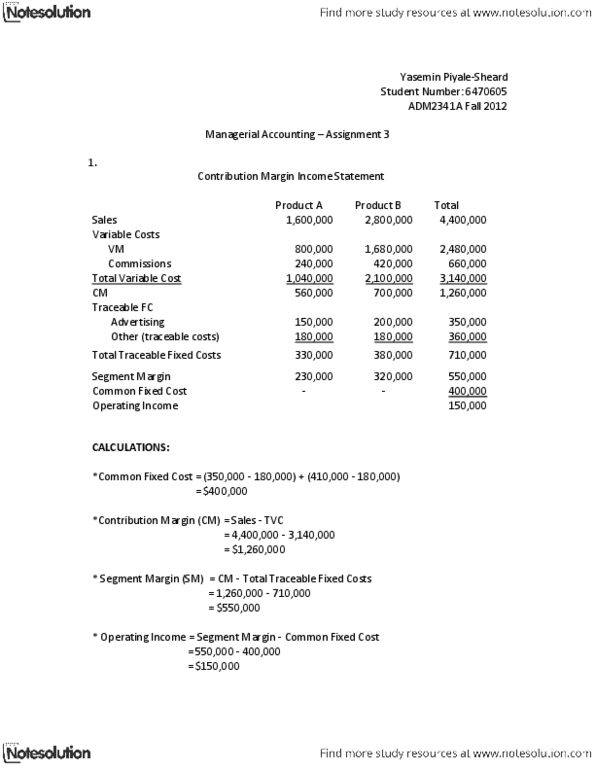 ADM 2341 Lecture Notes - Earnings Before Interest And Taxes, Fixed Cost, Income Statement thumbnail