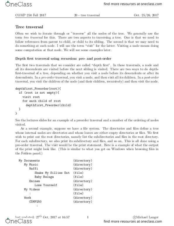 COMP 250 Lecture Notes - Lecture 21: Call Stack, Local Variable, Root Directory thumbnail