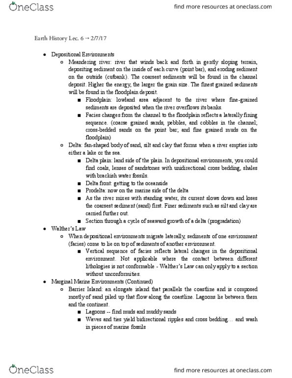 GEOL 1020 Lecture Notes - Lecture 6: 30Th Parallel North, Deep Sea, Graded Bedding thumbnail