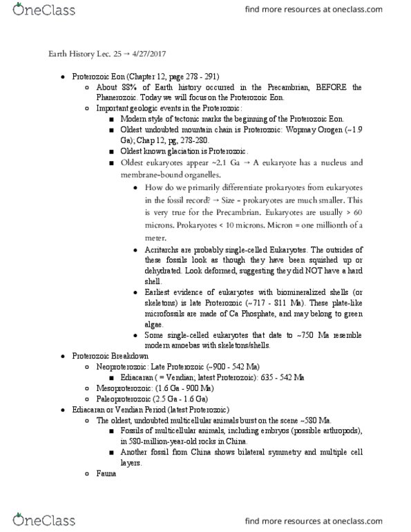 GEOL 1020 Lecture Notes - Lecture 25: Bioturbation, Subduction, Grypania thumbnail