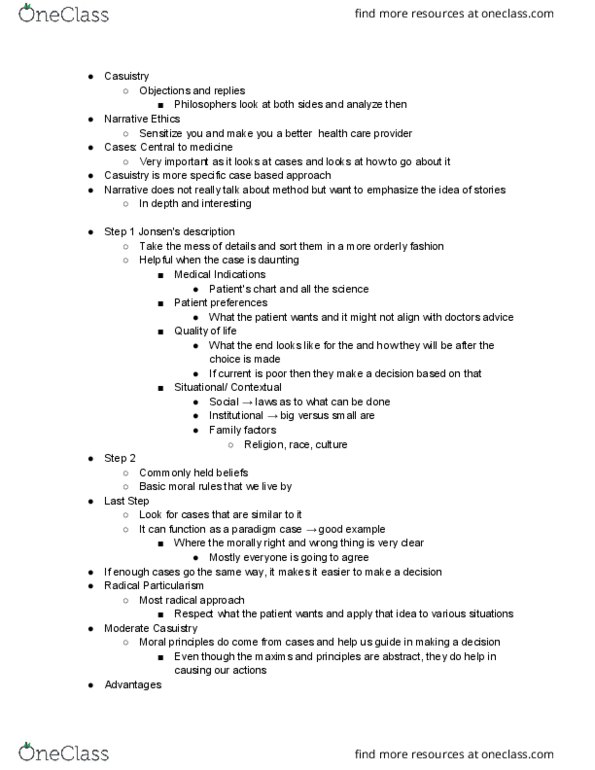 PHL 344 Lecture Notes - Lecture 8: Casuistry thumbnail