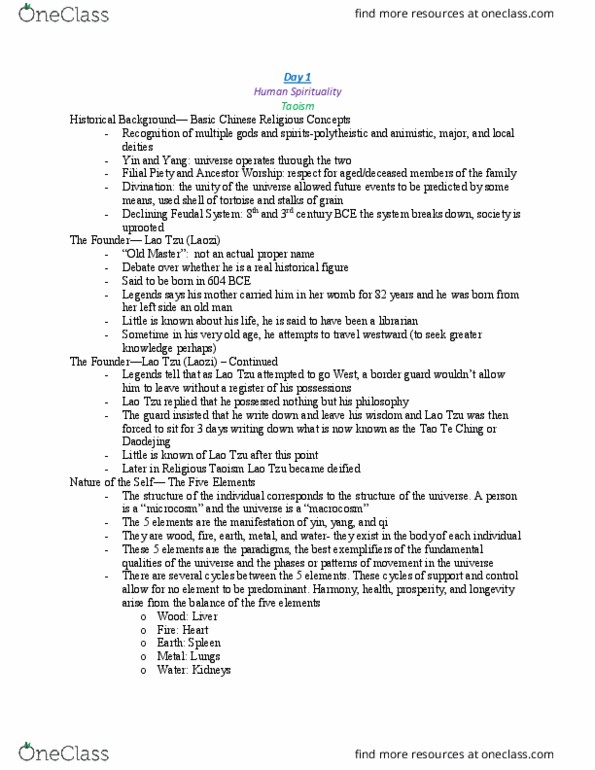 RELS 108 Lecture Notes - Lecture 29: Shangdi, Lunar Calendar, Chinese Theology thumbnail