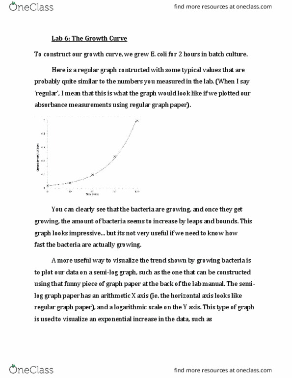 MBIO 1010 Lecture Notes - Lecture 6: Doubling Time, Semi-Log Plot, Regular Graph thumbnail