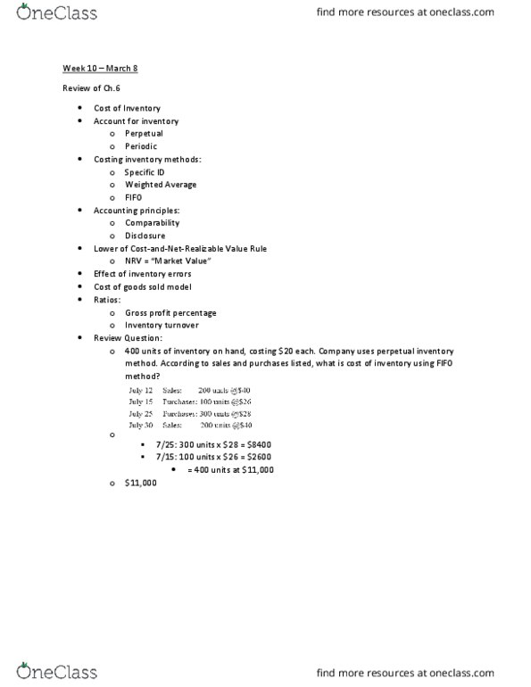 MGT120H5 Lecture Notes - Lecture 10: Cash Flow Statement, Book Value, Ddb Worldwide thumbnail