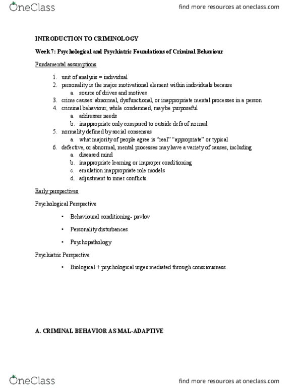 CRIM 101 Lecture Notes - Lecture 7: Edward Drummond, Pathological Lying, Psychopathy Checklist thumbnail