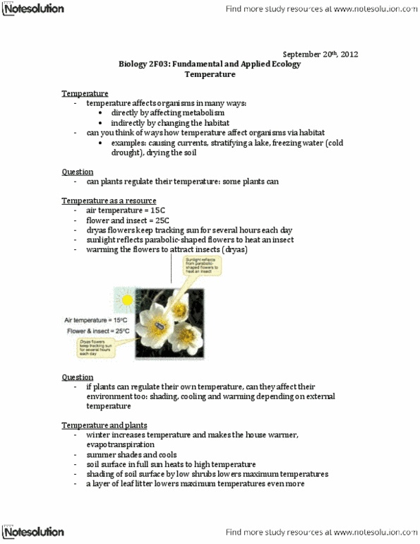 BIOLOGY 2F03 Lecture Notes - Reed Bed, Photosynthesis, Habitat thumbnail