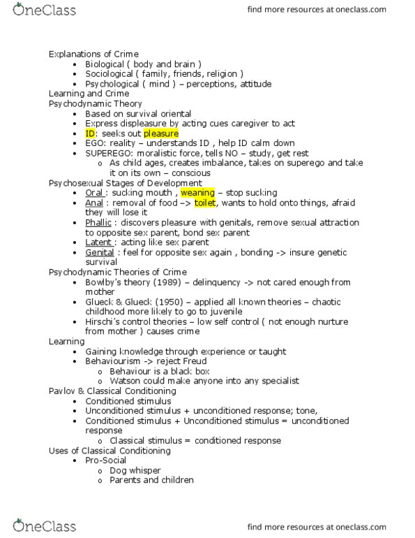 CRIM 103 Lecture Notes - Lecture 3: Operant Conditioning, Deindividuation, Stanford Prison Experiment thumbnail