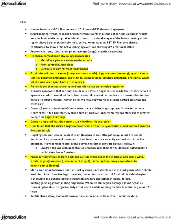 PSY100H1 Chapter Notes -Prefrontal Cortex, Limbic System, Autonomic Nervous System thumbnail