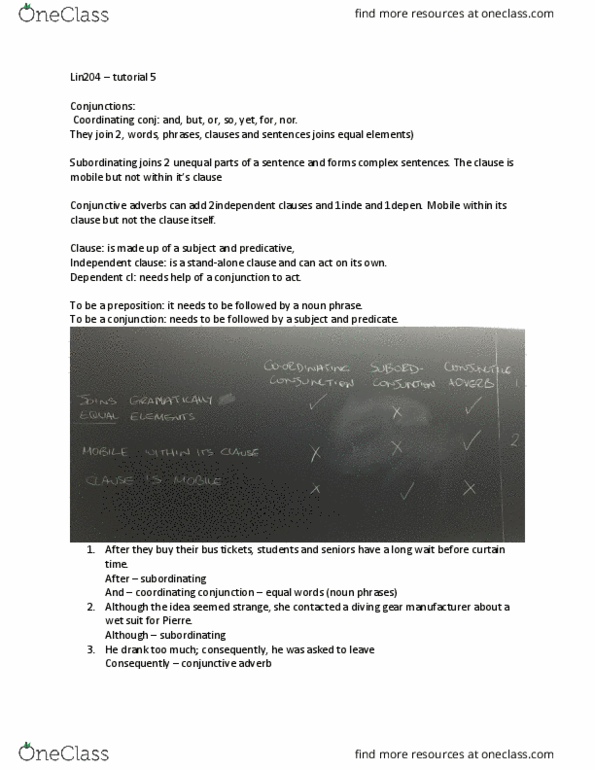 LIN204H5 Lecture Notes - Lecture 5: A.D. Vision, Wetsuit, Independent Clause thumbnail