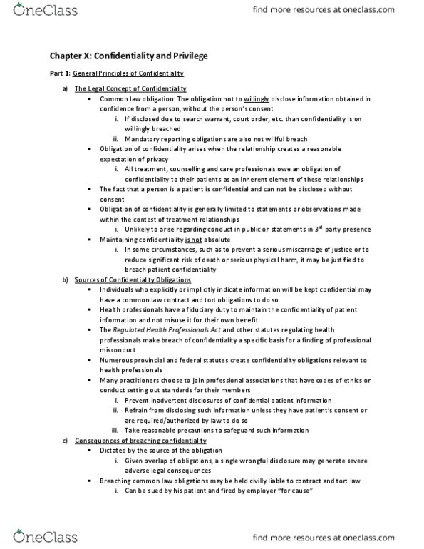 Health Sciences 3101A/B Chapter Notes - Chapter 10: Double Bind, Fiduciary, Miscarriage thumbnail