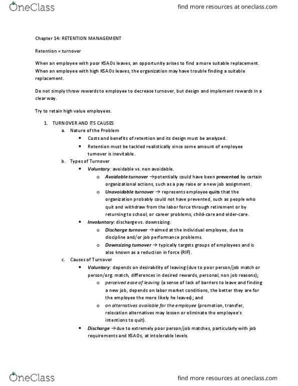 BUS 481 Chapter Notes - Chapter 14: Work Unit, Severance Package, Job Performance thumbnail