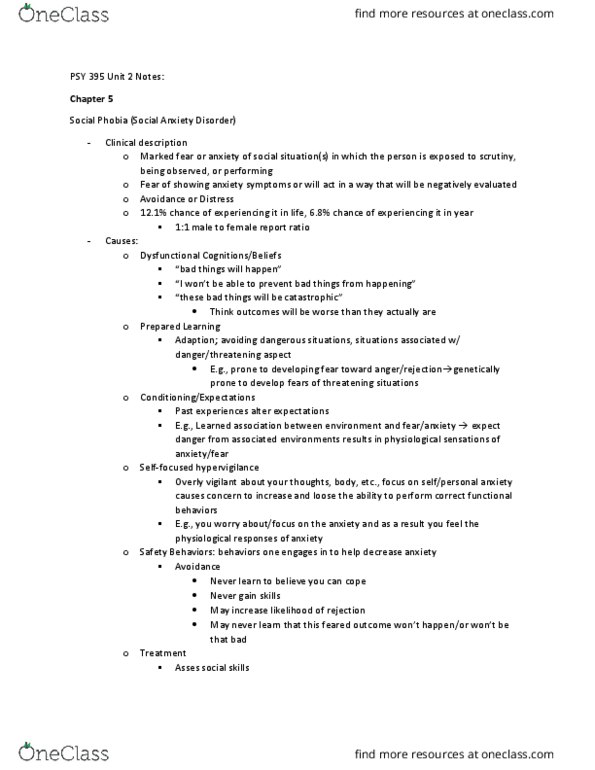 PSY 395 Lecture Notes - Lecture 2: Sertraline, Fugue State, Learned Helplessness thumbnail