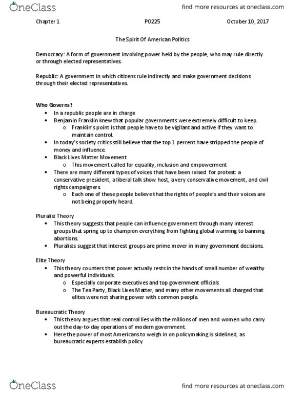 PO225 Chapter Notes - Chapter 1: Wield, Social Movement Theory thumbnail