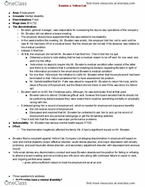 BUS 483 Chapter Notes - Chapter 9: Yellow Cab Company, Yellow Cab, Acute Stress Reaction thumbnail