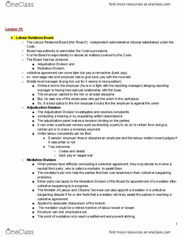 BUS 483 Lecture Notes - Lecture 11: Strike Action, Ivan Rand, Nonunion thumbnail