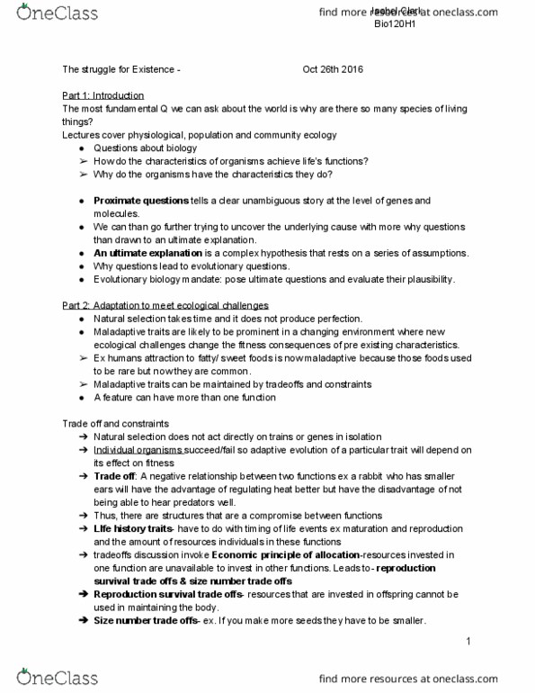 BIO120H1 Chapter Notes - Chapter 1-10: Prokaryotic Small Ribosomal Subunit, Leslie Matrix, Pioneer Species thumbnail